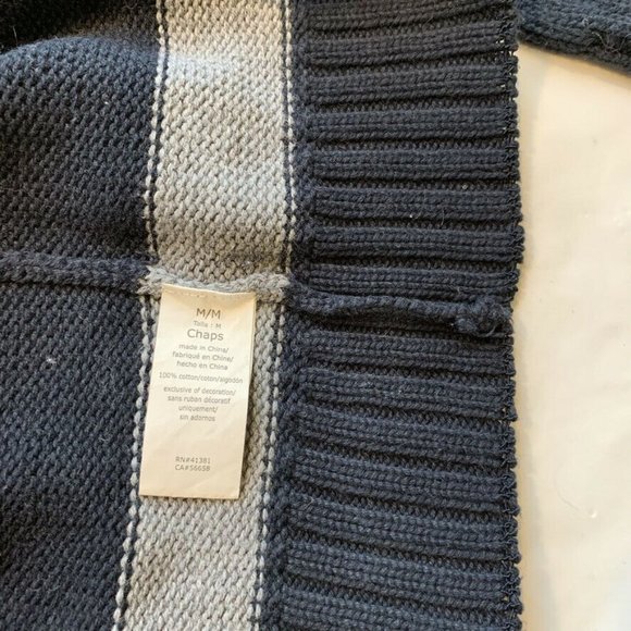 Chaps Sweater Mens Medium Striped 1/4 Zip Chunky Knit Pullover Mock Neck Cotton - Picture 8 of 12